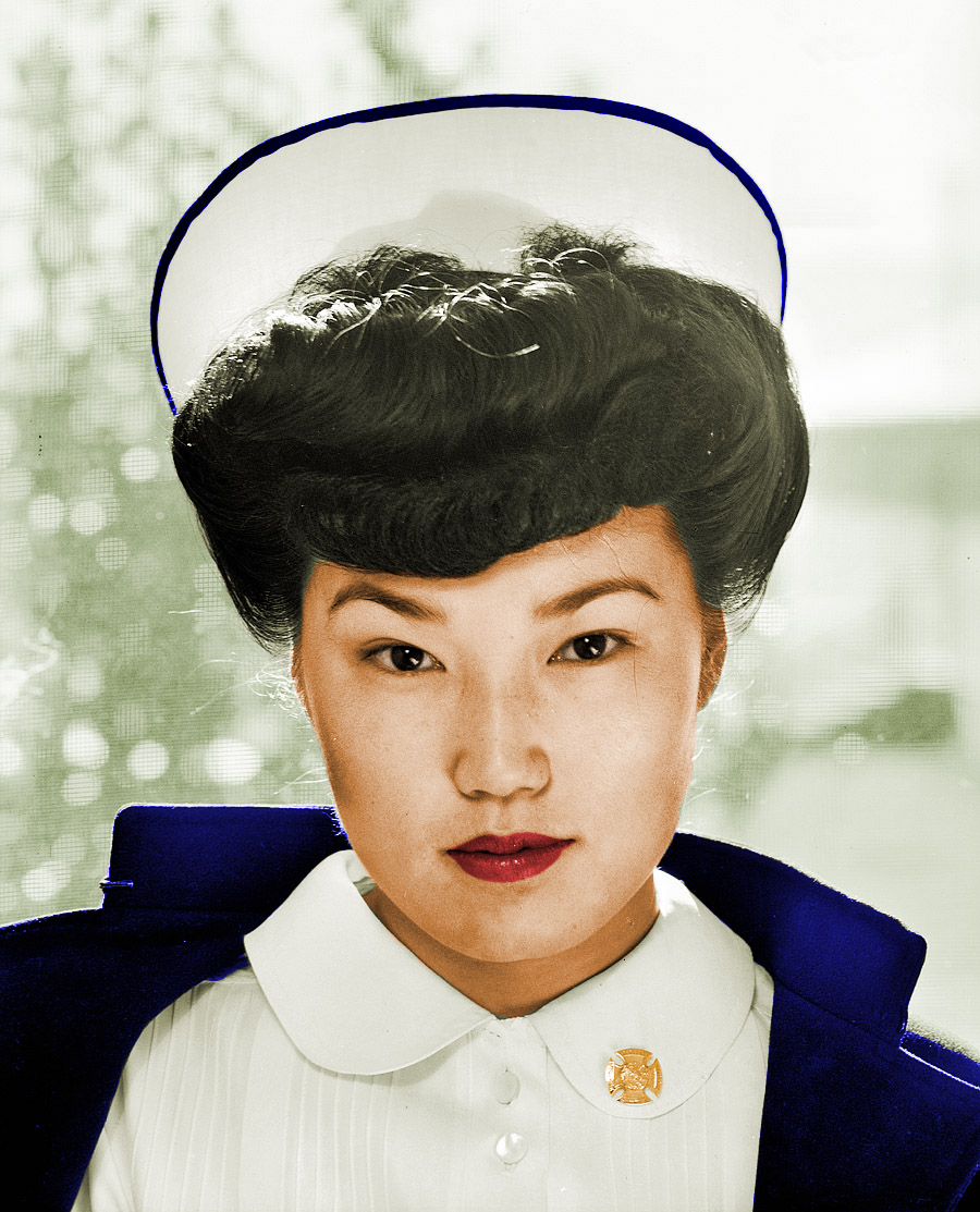 Colorized version of  Nurse Hamaguchi: 1943. View full size.