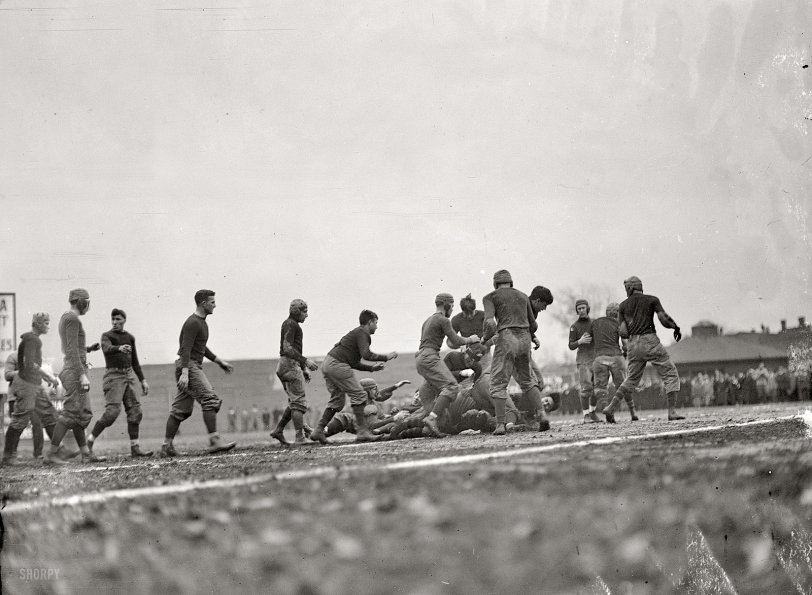 Washington, D.C. "Football. University of Virginia game, 1910." No nosebleed seats at this game. Harris &amp; Ewing Collection glass negative. View full size.
