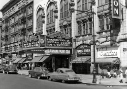 RKO Theatre, Broadway and West 146th Street in New York City taken June 3, 1953 by Peter Jingeleski. View full size.
(ShorpyBlog, Member Gallery)