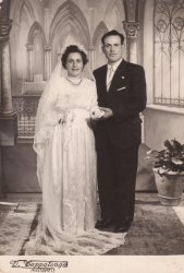 During a recent holiday, I was finding photos to preserve for personal family reasons and found this. I believe it was once owned by my wife's mother. Wedding postcard of Mr. and Mrs. Antonio Petruzella taken February 20, 1955 in Alabama (probably Birmingham). Most likely related to my mother-in-law, as her mother's last name was Petruzella. Probably a cousin. Photographer listed as V. Cappalonga but no longer in business. View full size.
I don&#039;t think we&#039;re in Alabama anymoreMost of these old photographs have the name of the city or town where the studio was located, and this is no exception. Mussomeli is a town in Sicily, and there is still a photography studio under the name of Vincenzo Cappalonga doing business there.
So they probably are relatives of your wife's family, but a little more distant (geographically speaking) than you first suspected.
(ShorpyBlog, Member Gallery)