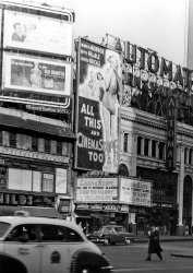 Globe Theatre New York City. Taken in New York City on November 11, 1953 by Peter Jingeleski. View full size.
(ShorpyBlog, Member Gallery)