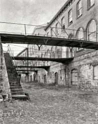 Savannah, Georgia, circa 1937. "Stoddard's Upper Range. Italianate structure built 1859 by John Stoddard on bluffs above the river, used for cotton factor's offices and warehouses." Photo by Frances Benjamin Johnston. View full size.