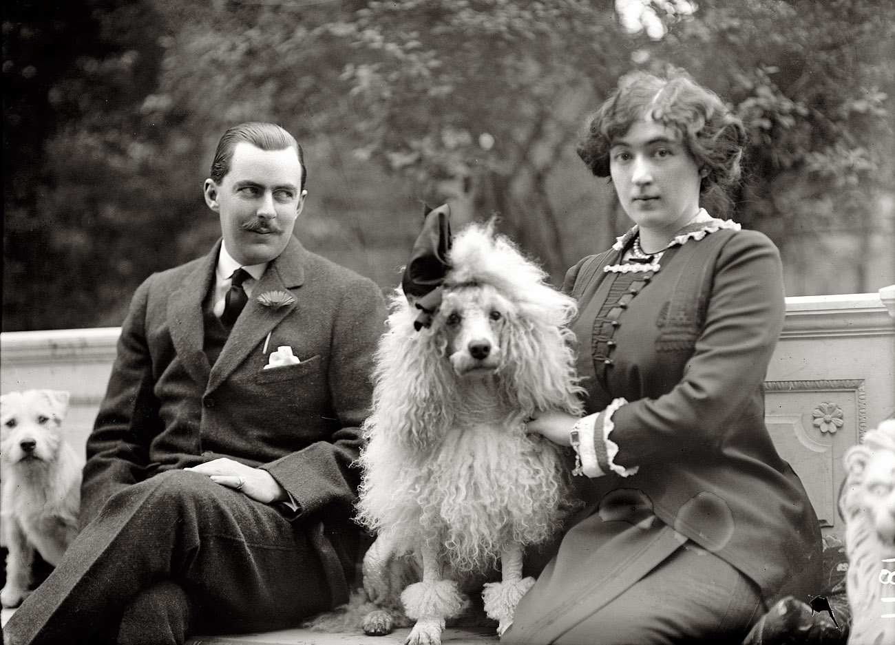 Washington, 1912. "Edward Beale McLean with Mrs. McLean." Edward (Ned) would become publisher of the Washington Post; his wife, the mining heiress Evalyn Walsh McLean, was the last private owner of the Hope Diamond. Their tempestuous union would be the fodder for countless headlines leading up to their divorce in 1929. Harris & Ewing Collection glass negative. View full size.