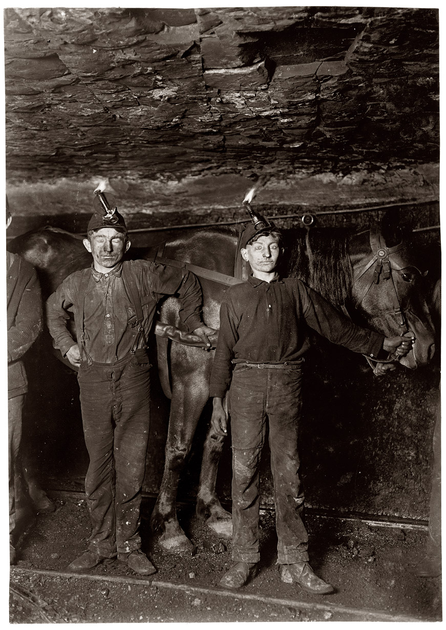 October 1908. "Drivers in a West Virginia Coal Mine. Plenty boys driving and on tipple." Photograph and caption by Lewis Wickes Hine. View full size. 