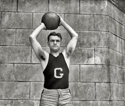 Washington, D.C., 1920. "Bill Dudack, Georgetown University basketball." National Photo Company Collection glass negative. View full size.
(The Gallery, D.C., Natl Photo, Sports)