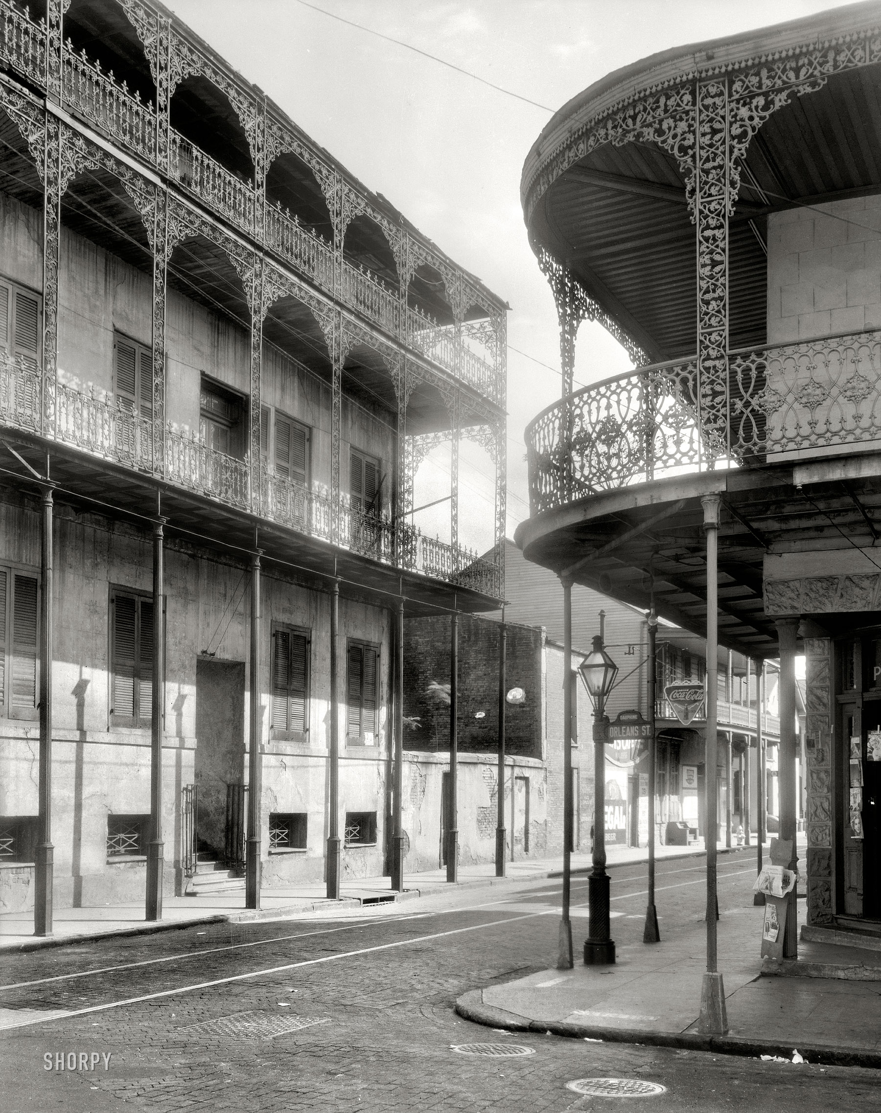 New Orleans, 1937. "Le Pretre Mansion, 716 Dauphine Street, built 1835-6. Joseph Saba house. Also called House of the Turk." As well as the Sultan's Palace. 8x10 inch acetate negative by Frances Benjamin Johnston. View full size.