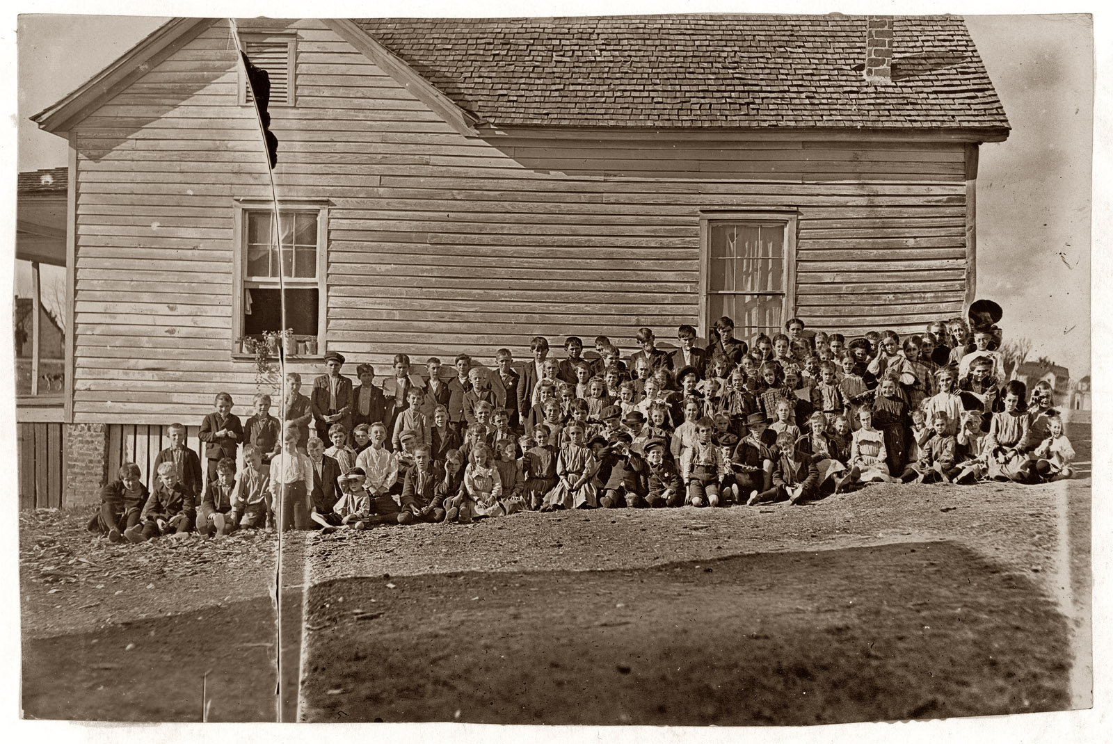 November 30, 1908. School in Lancaster, South Carolina, attended by children who work in the cotton mills. Enrollment 163. Attendance, usually about 100. These are all that attend out of the 1,000 employed at the mill. View full size. Photograph by Lewis Wickes Hine. View even larger.