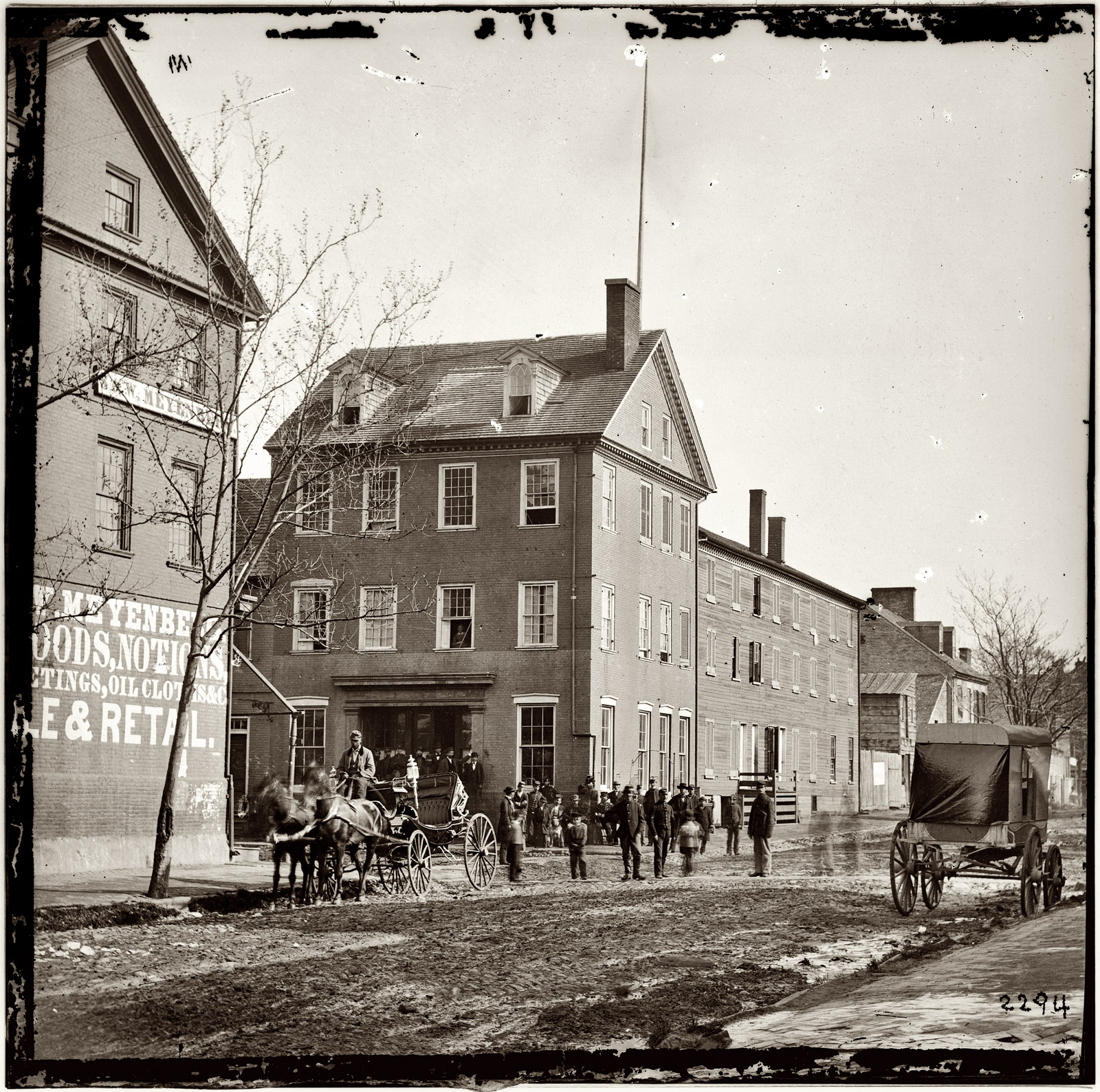 Alexandria, Va., 1861-69. "The Marshall house, King & Pitt Streets." Wet plate glass negative, left half of stereo pair. Photographer unknown. View full size.
