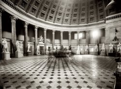 "Statuary Hall, U.S. Capitol." Circa 1908 time exposure with a tour group of ghosts. View full size. 8x10 glass negative, George Grantham Bain Collection.