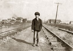 December 1908. Dillon, S.C. "Maple Mills. John Roberts, been in mill two years. Runs four and five sides." Photograph by Lewis Wickes Hine. View full size.