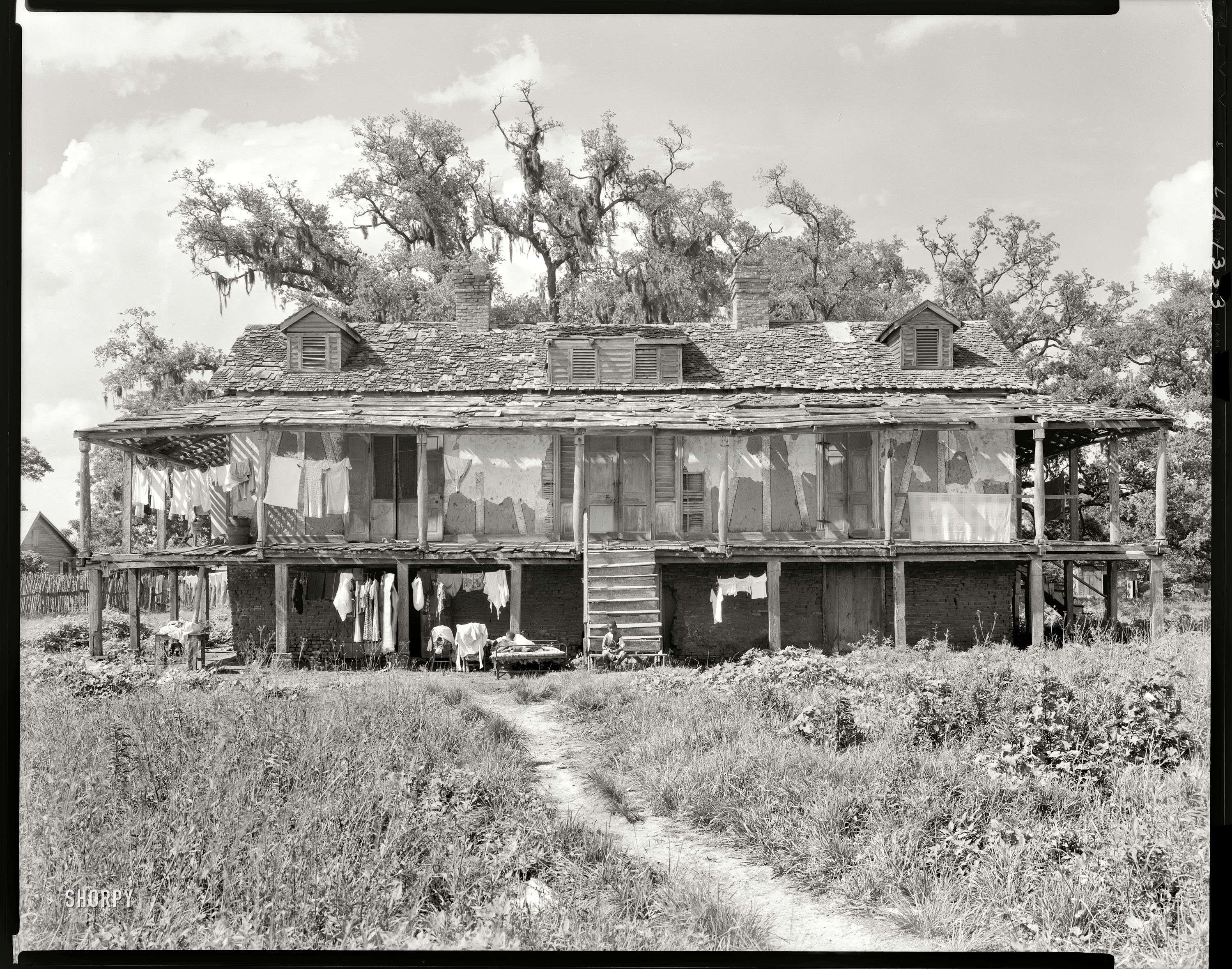 1938. St. Charles Parish, Louisiana. "The Rookery, Trepagnier House. Norco vicinity. Abandoned plantation house now occupied by Negroes." 8x10 inch acetate negative by Frances Benjamin Johnston. View full size.