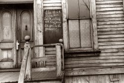 April 1941. "Sign outside of church in the Black Belt, Chicago." View full size. 35mm nitrate negative by Edwin Rosskam, Farm Security Administration.