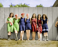 Colorized version of  Seven Up: 1920. Can you still get suits like that? View full size.
(Colorized Photos)