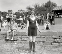 Washington, D.C., circa 1920. "Maud Miller, Potomac bathing beach." The Shorpy Summertime Parade of Moldy Hotties continues. National Photo. View full size.