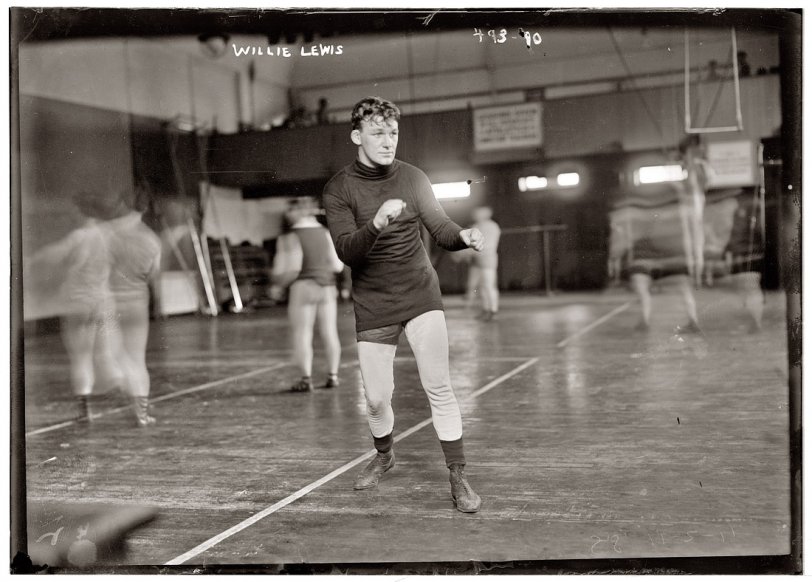 Photo of: Willie Lewis: 1911 -- The boxer Willie Lewis working out in November 1911. View full size. 5x7 glass negative, George Grantham Bain Collection.