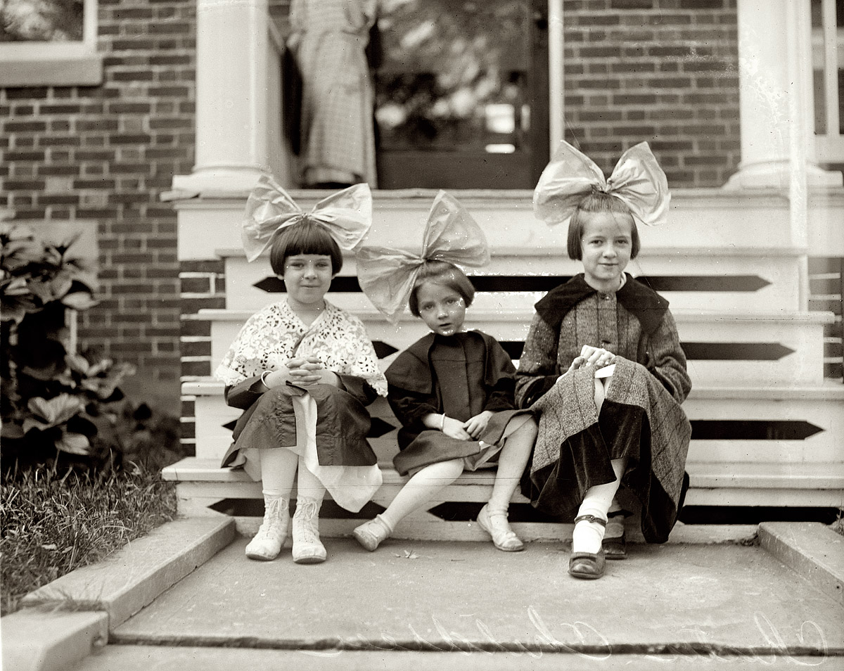 Or maybe cute as a bow. The Chester children, with Julie on the left, in Washington, D.C., 1920. View full size. National Photo Company Collection.