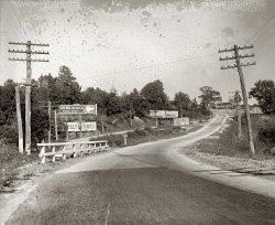 1920. "Dead Man's Curve. Baltimore tour." View full size. National Photo Company Collection glass negative. Note the tiny DANGER sign in the middle.