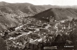 Deadwood, South Dakota, from Forest Hill. View full size. Circa 1888 photograph by John C.H. Grabill.