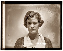 Miss Louise Johnson, from 1920. Her somewhat damaged appearance is maybe appropriate since the Shorpy Mid-Atlantic office is just coming back online after an agonizingly long Internet outage. View full size. National Photo Company.