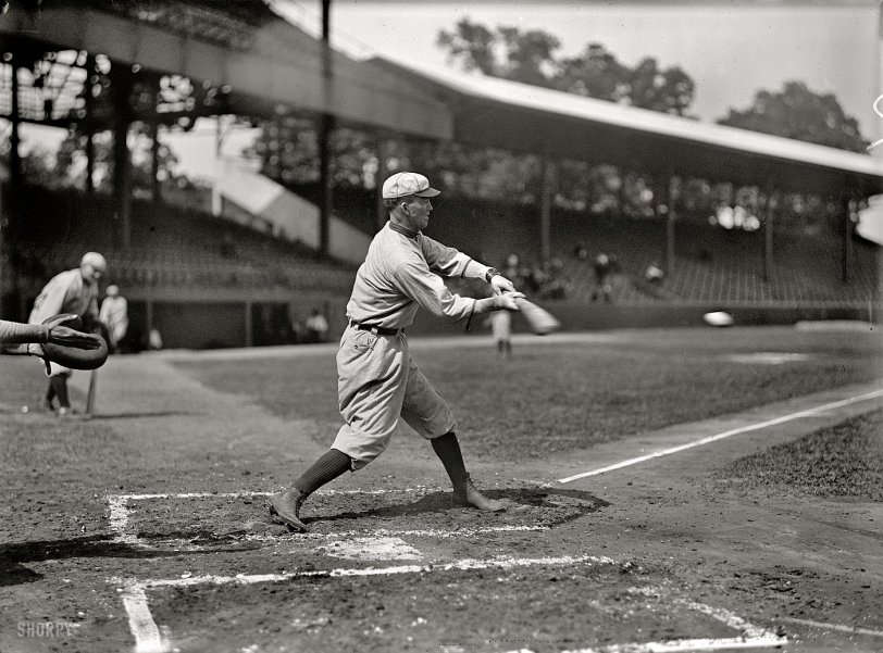 Washington, D.C., in 1913. "Baseball, professional. St. Louis players." Harris &amp; Ewing Collection glass negative, Library of Congress. View full size.
