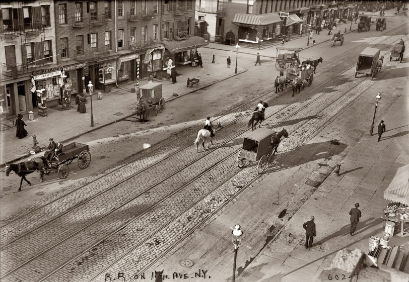 Another bird's-eye view of Eleventh Avenue, a.k.a "Death Avenue," on New York's West Side as captured by the Bain News Service circa 1911. 5x7 glass negative, George Grantham Bain Collection. View full size.