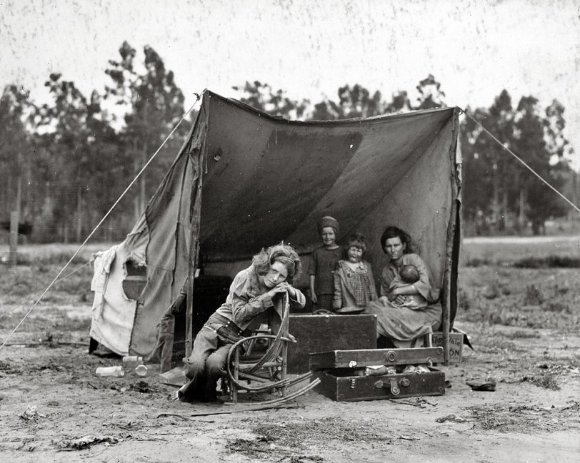 Mother and Children in Tent Camp: 1936
