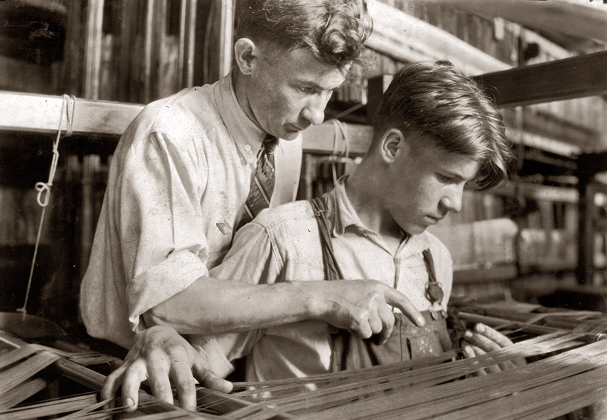 1924. South Manchester, Connecticut. "Cheney Silk Mills. Favorable working conditions." View full size. This picture, one of the last photographs Lewis Wickes Hine made over the span of some 16 years for the National Child Labor Committee, is among the relatively few he took using film.