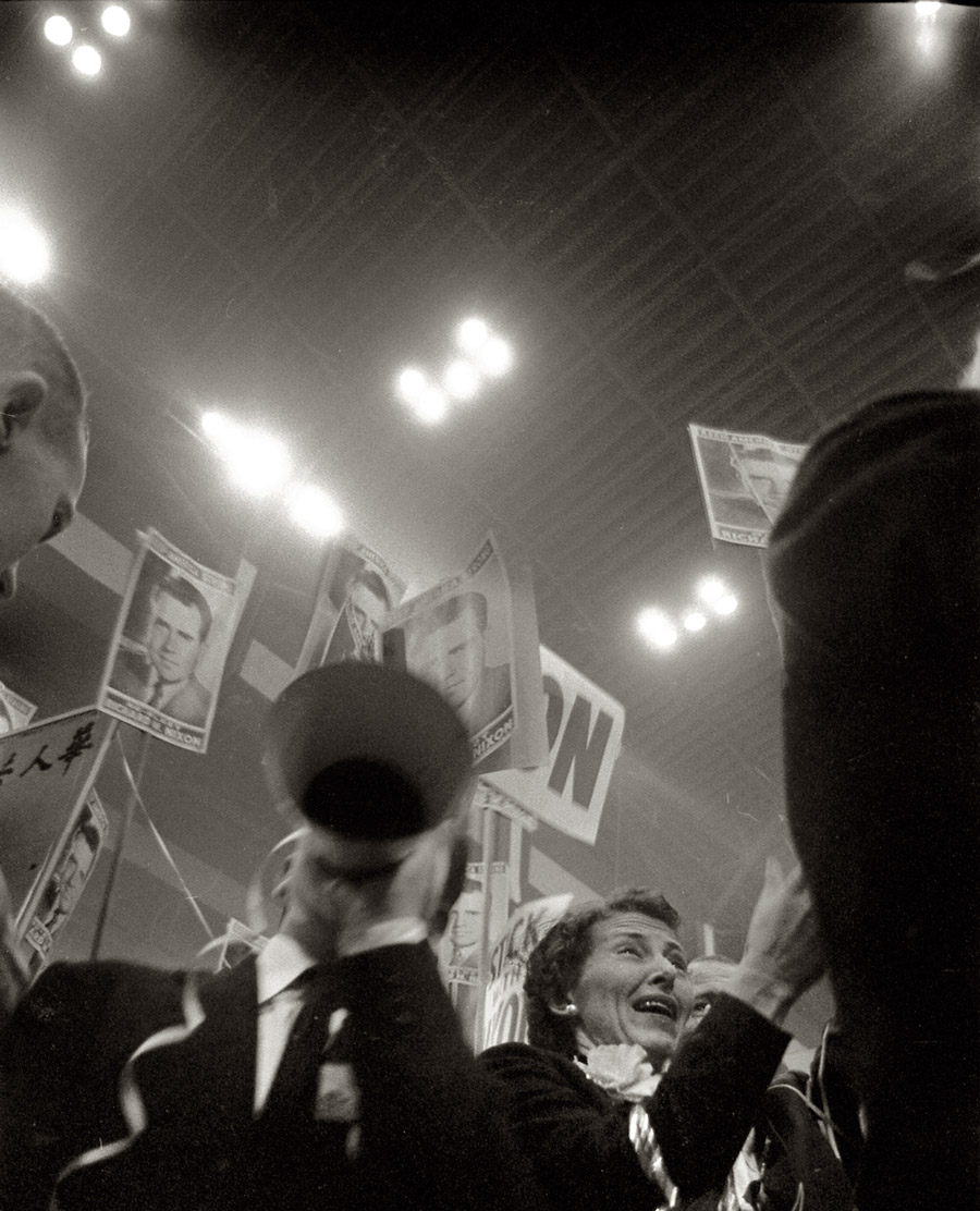 August 1956. "Attendees at the Republican National Convention, San Francisco, California." They liked Ike, and Richard Nixon too. Photograph by Thomas J. O'Halloran, U.S. News & World Report. View full size.