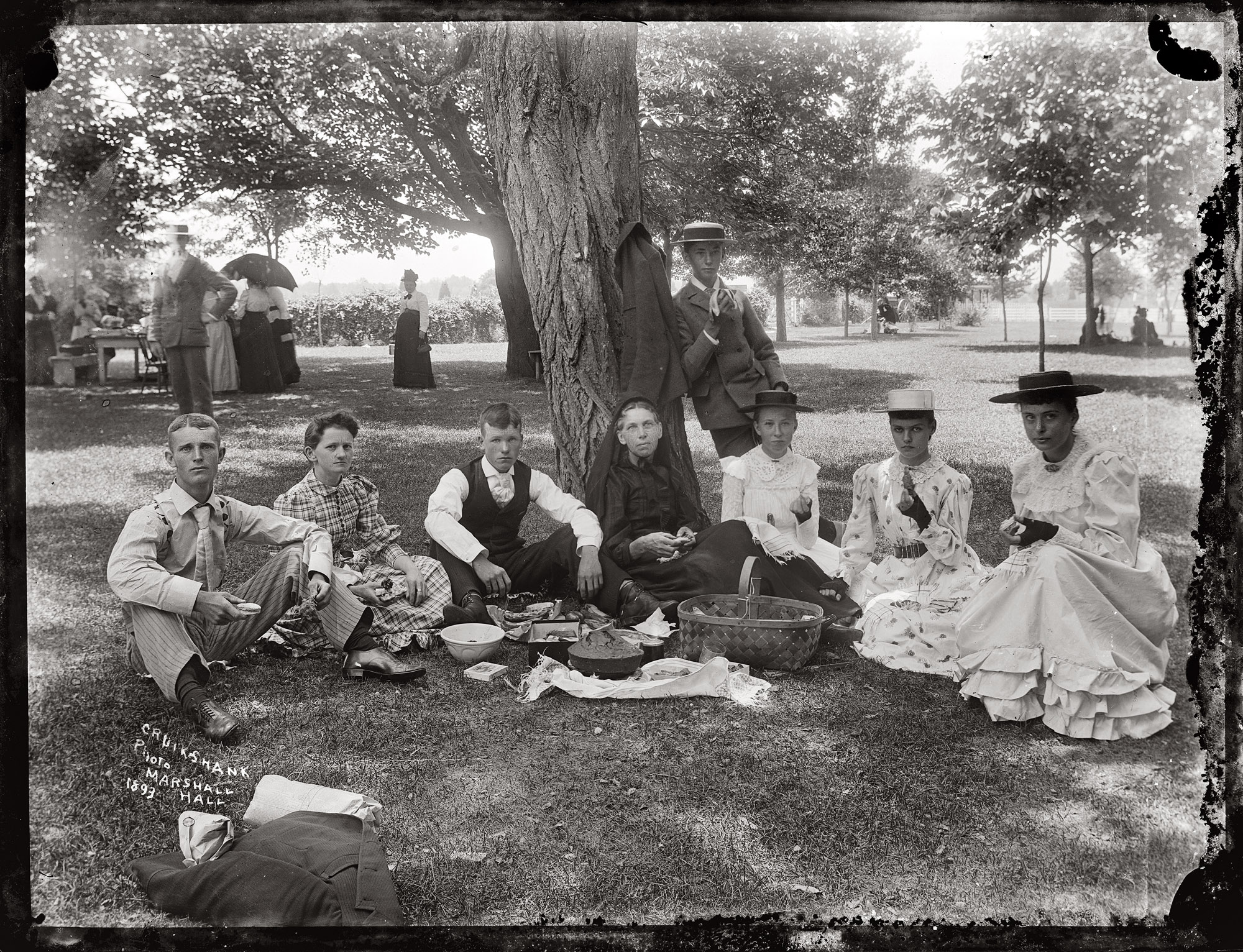 Picnic at Camp McKibbin, Marshall Hall, Maryland, 1893. With members of the 2nd, 3rd and 6th battalions of the District National Guard. View full size. Photograph by William Cruikshank.