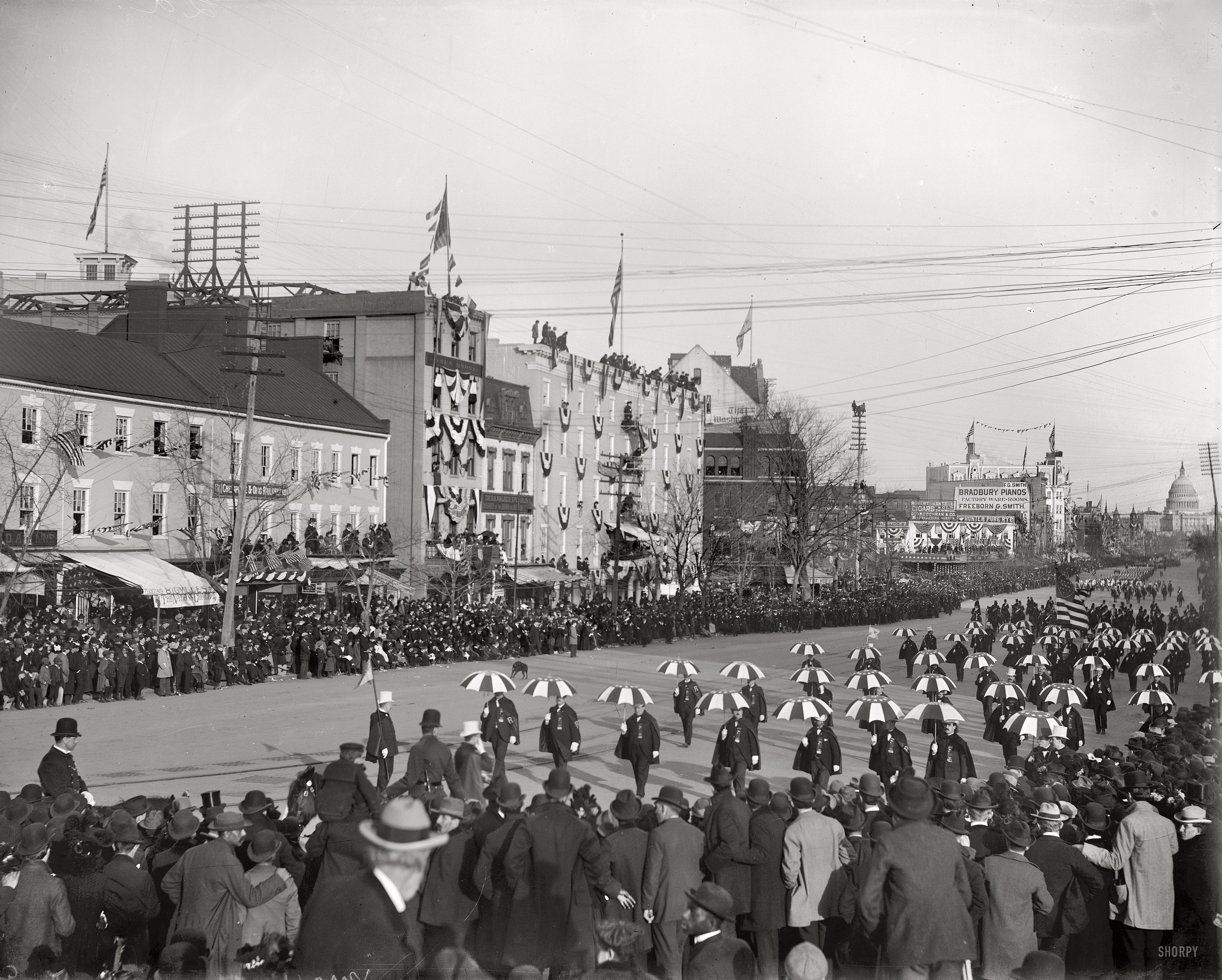 March 4, 1901. "President William McKinley second inaugural parade, Pennsylvania Avenue." Brady-Handy Collection glass negative. View full size.