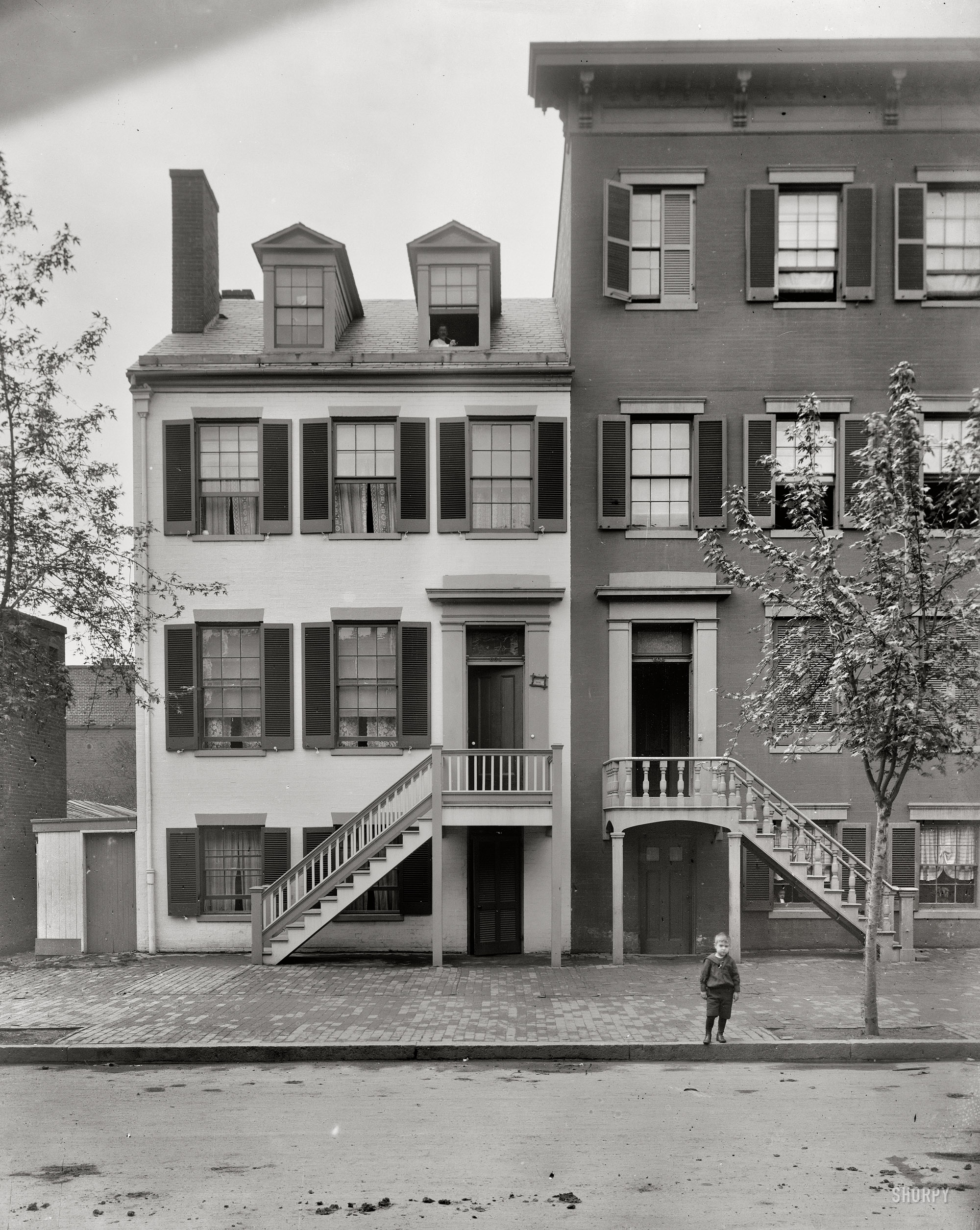 Circa 1900. "Mrs. Mary Surratt house at 604 H Street N.W., Washington." Boardinghouse owned by Mary Surratt where the Lincoln conspirators are said to have plotted the abduction of the President in 1865. Brady-Handy Photograph Collection glass negative, Library of Congress. View full size.