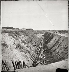 1864. "Savannah, Georgia (vicinity). View of Fort McAllister on the Ogeechee River." Wet plate glass negative by Samuel A. Cooley. View full size.