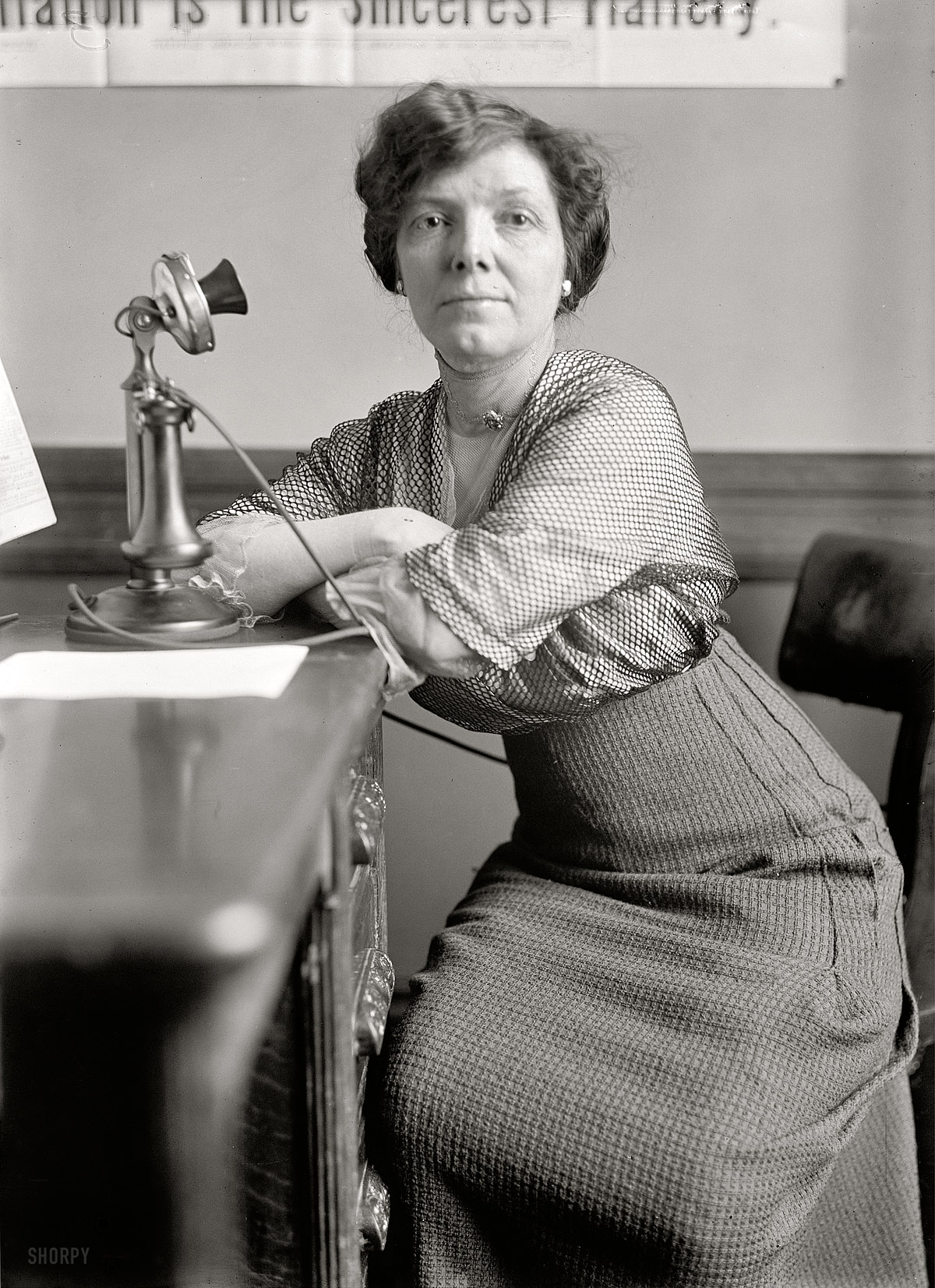 "Funk, Antoinette. Co-chairman N.A.W.S.A., 1914." Antoinette Funk of the National American Women Suffrage Association. Mrs. Funk, who was admitted to the Illinois  bar in 1899, was U.S. Assistant Commissioner of Public Lands from 1933 to 1939. Harris & Ewing Collection glass negative. View full size.