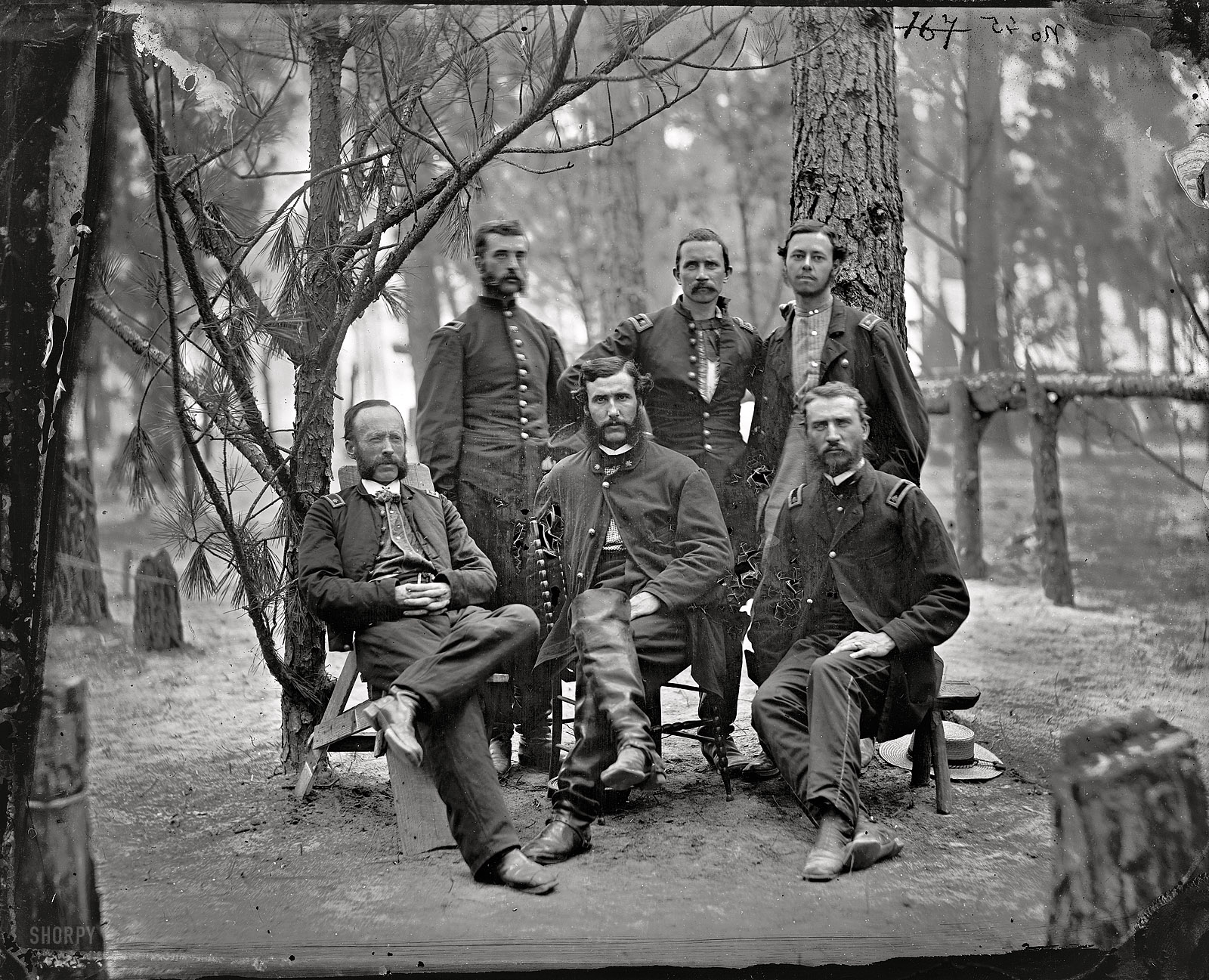 July 1864. "Broadway Landing, Virginia. Surgeons of 4th Division, 9th Army Corps, in front of Petersburg." Main Eastern theater of war, the siege of Petersburg. Wet plate glass negative, photographer unknown. View full size.