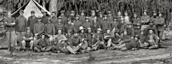 August 1864. "Petersburg, Virginia. Company A, U.S. Engineer Battalion." Photos from the main Eastern theater of war, the siege of Petersburg, June 1864-April 1865. Wet plate glass negative, photographer unknown. Back to full image.