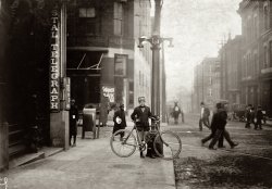 Nashville, November 1910. "George Christopher, Postal Telegraph messenger #7, fourteen years old. Been at it over three years. Does not work nights." Photograph and caption by Lewis Wickes Hine. View full size.
