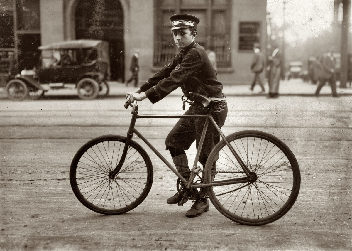 October 1914. Birmingham, Alabama. "A typical Birmingham messenger." Photo by Lewis Wickes Hine. View full size.