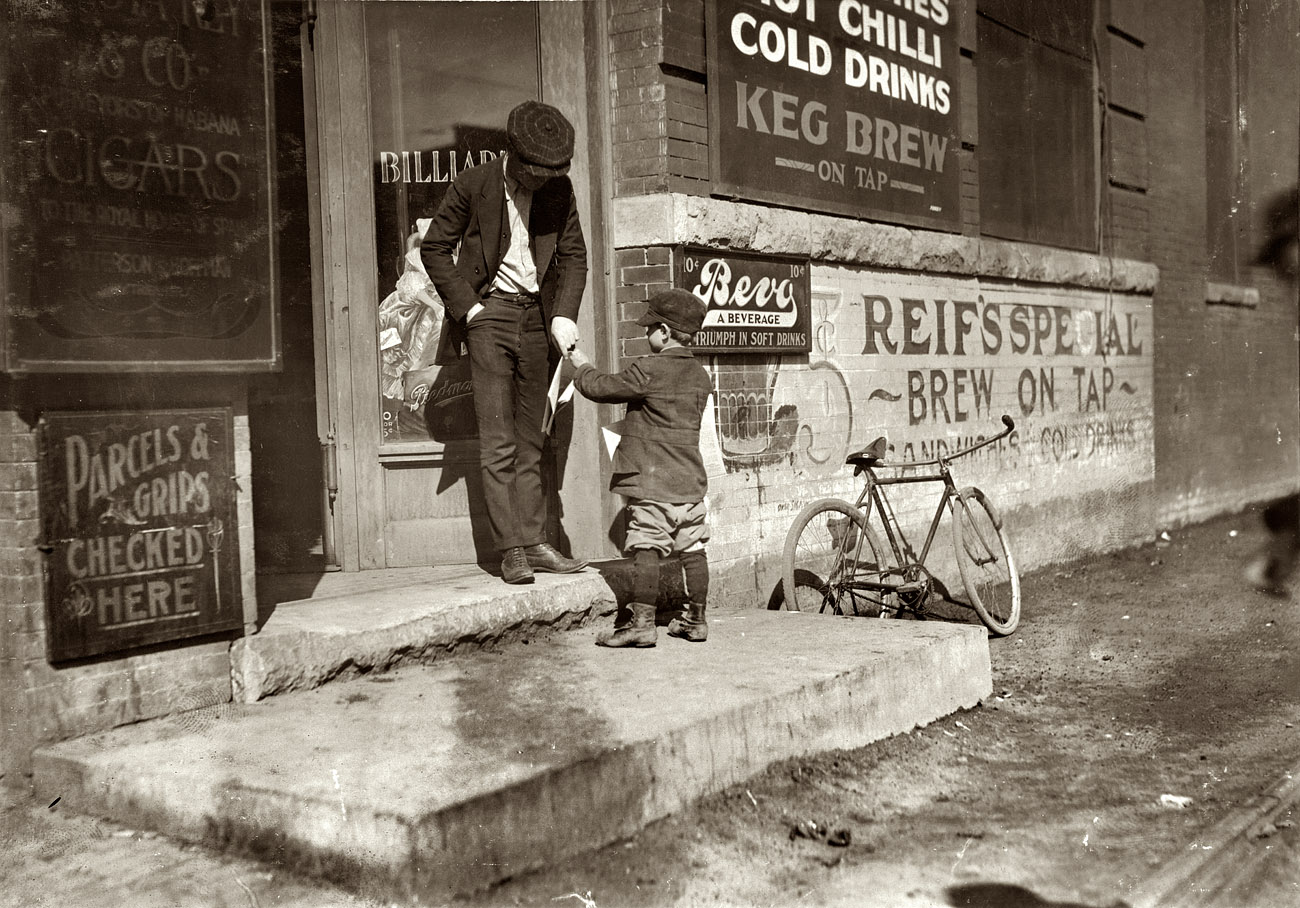 March 15, 1917. Oklahoma City. Jack Ryan is 6-year-old newsie who lives at 126½ West Reno Street. View full size. Photograph by Lewis Wickes Hine.