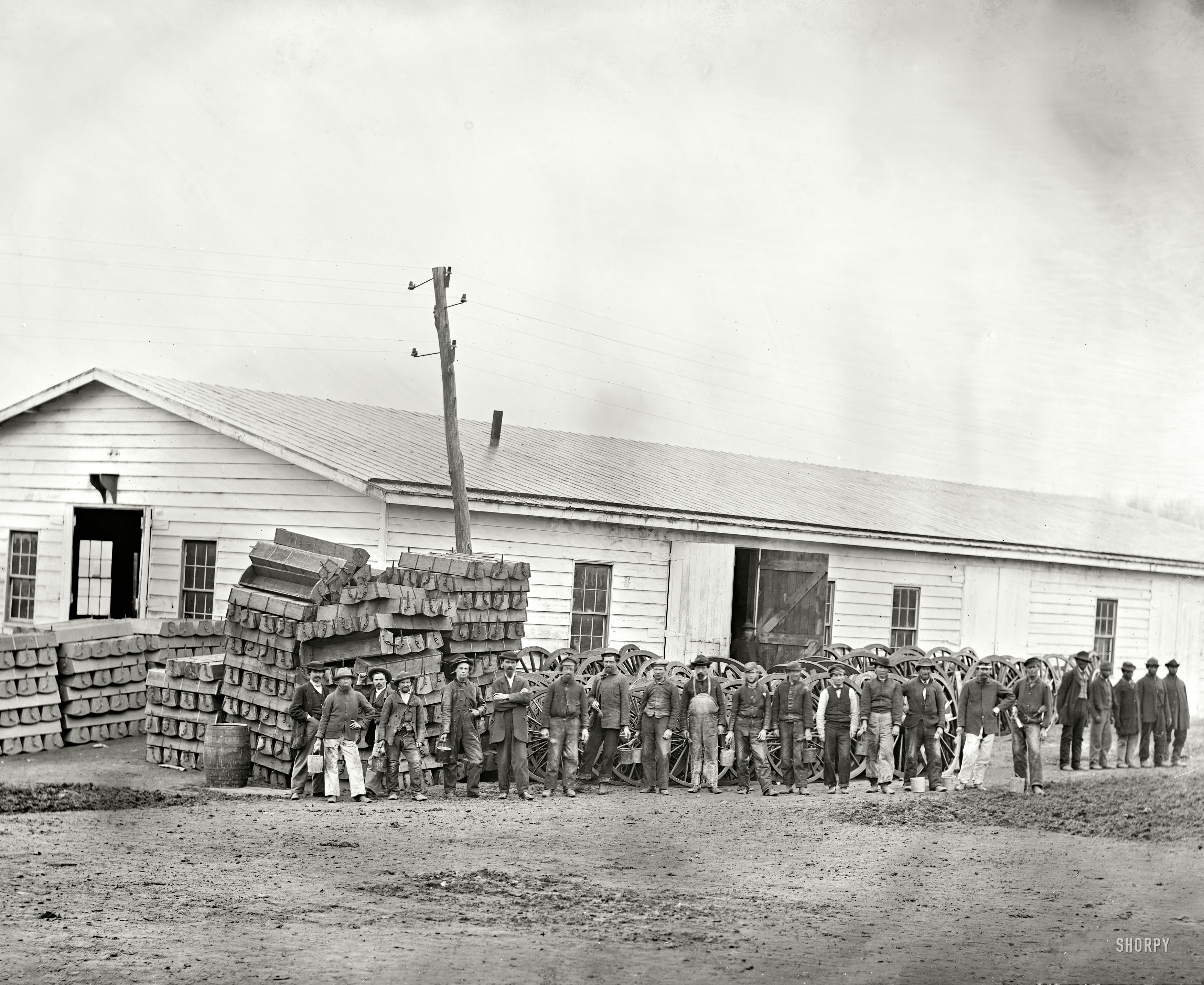 April 1865. "District of Columbia. Government repair shops. Paint Shop." Another motley crew from the Civil War era. Wet plate glass negative. View full size.