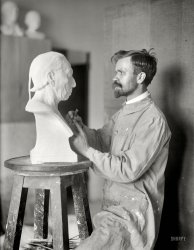 Washington, D.C., 1914. "Frank Mischa, sculptor." Co-star in a sort of meta-diorama. Harris & Ewing Collection glass negative. View full size.
