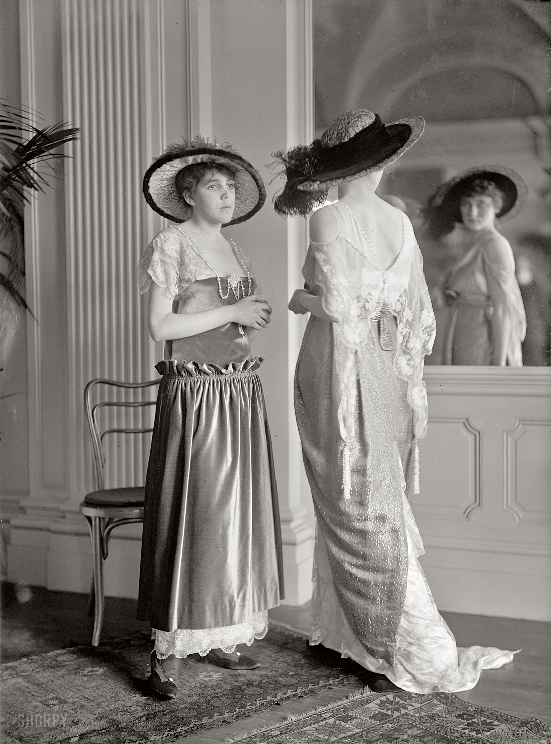 "National Style Show models, Washington, 1914." These girls were born 80 years too early if you ask me. Harris & Ewing Collection glass negative. View full size.
