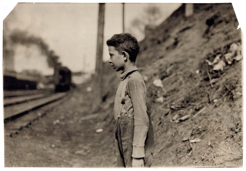 Eleven-year-old bakery worker Glenn Dungey. Oklahoma City, Oklahoma. April 1917. Photograph by Lewis Wickes Hine.  View full size.
