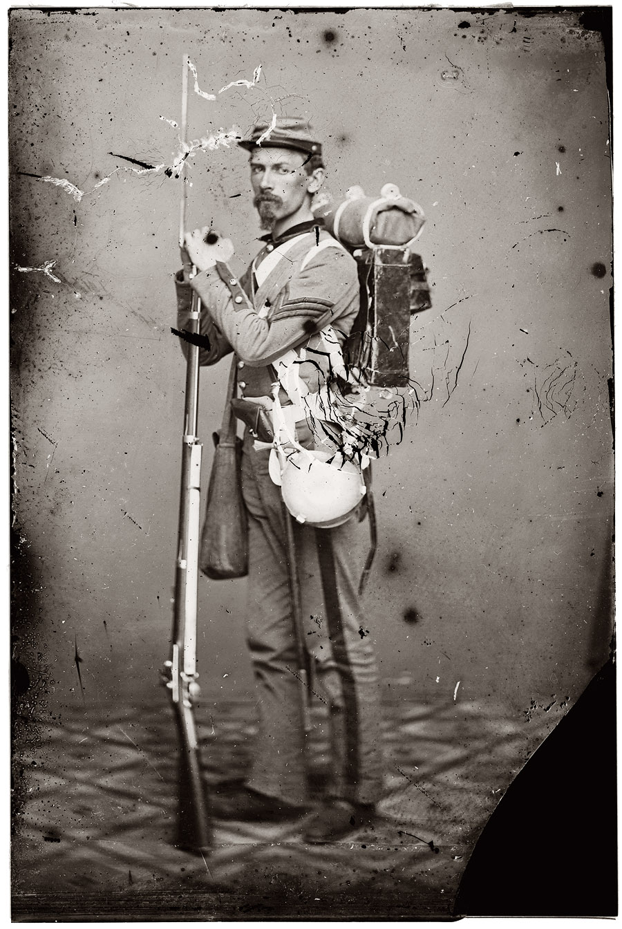 Sgt. Joseph Dore, 7th New York State Militia, circa 1860s. Civil War glass negative collection, Library of Congress. View full size. 