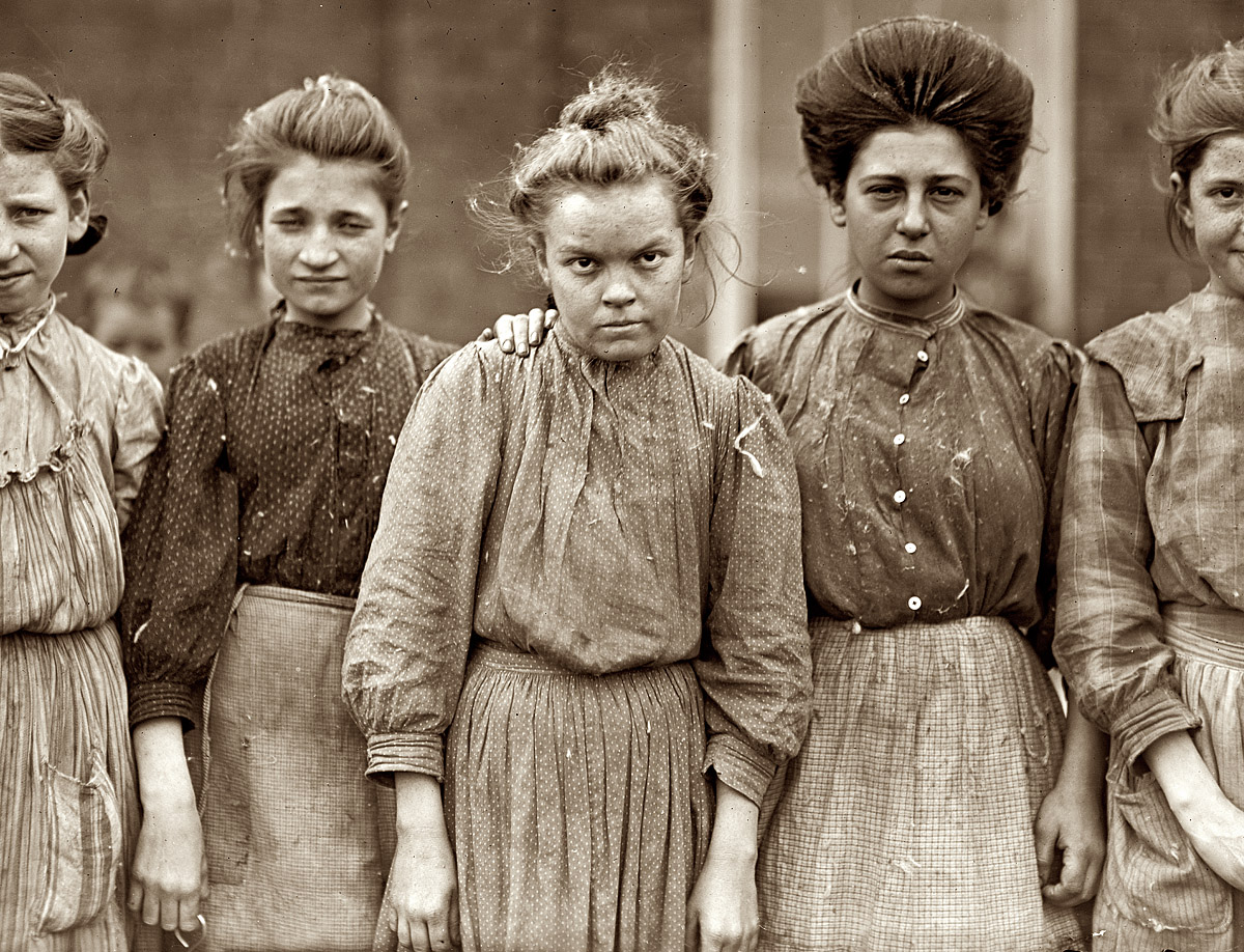 January 19, 1909. Macon, Georgia. "Some adolescents in Bibb Mill No. 1." Photograph and caption by Lewis Wickes Hine. View full size.