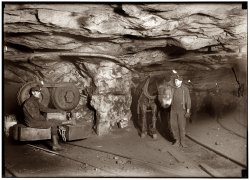 January 1911. Mule power and motor power. A young driver in Shaft #6, Pennsylvania Coal Company mine at Pittston. View full size. 5x7 glass negative by Lewis Wickes Hine. National Child Labor Committee Collection.
(The Gallery, Horses, Kids, Lewis Hine, Mining)