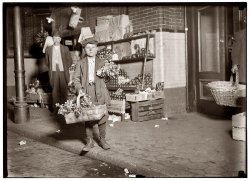 April 1912. 10:30 p.m. at Center Market in Washington, D.C. Eleven-year-old celery vendor Gus Strateges, 212 Jackson Hall Alley. He sold until 11 p.m. and was out again Sunday morning selling papers and gum. Has been in this country only a year and a half. View full size. Photograph by Lewis Wickes Hine.
apr. 1912wow. this picture was taken the same month the Titanic sank. amazing.
interestingso this photo was taken the same month the Titanic sank; amazing.
(The Gallery, D.C., Kids, Lewis Hine, Stores & Markets)