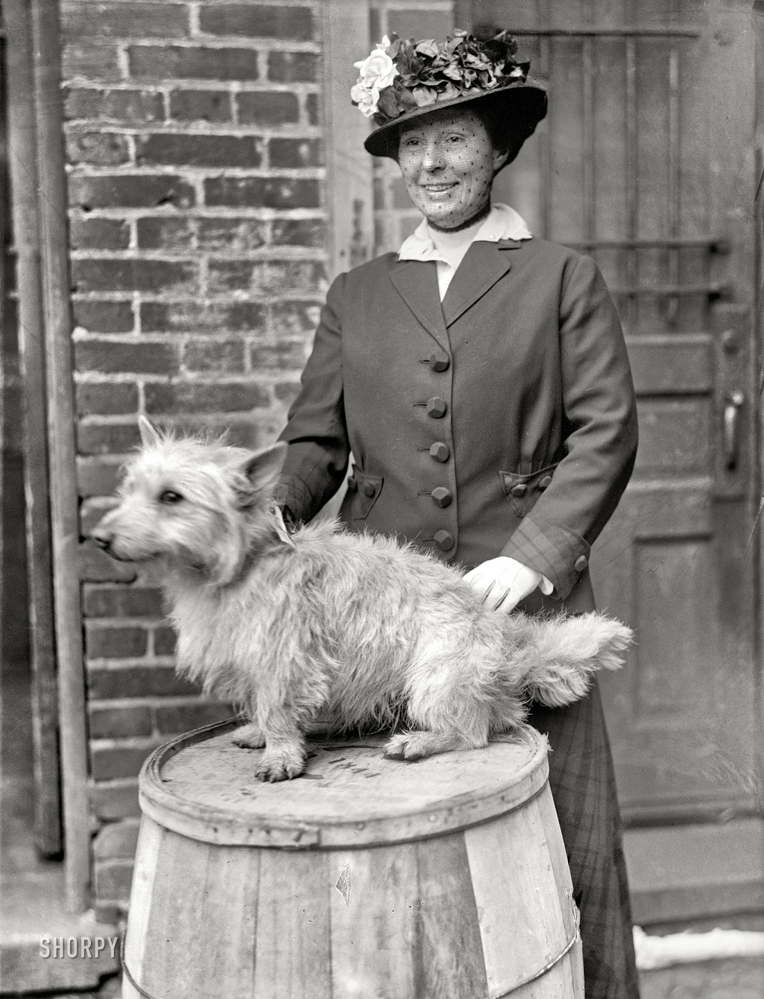 Washington, D.C., 1915. "Dog show." The happy couple, looking bright-eyed and bushy-tailed. Harris & Ewing Collection glass negative. View full size.