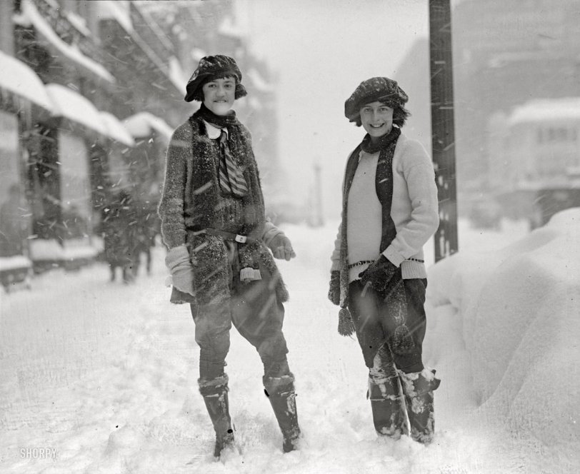 Washington, D.C. "Blizzard, January 28, 1922." The same lovely ladies we saw perched on a snowbank a few days ago. National Photo Co. View full size.

