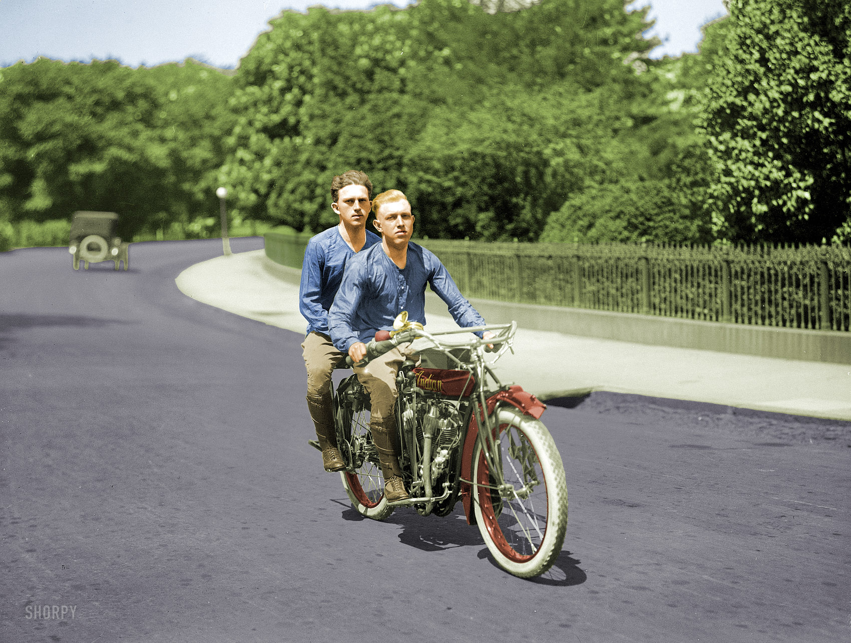 This is a colorized version of Bud and Dick: 1915. View full size.