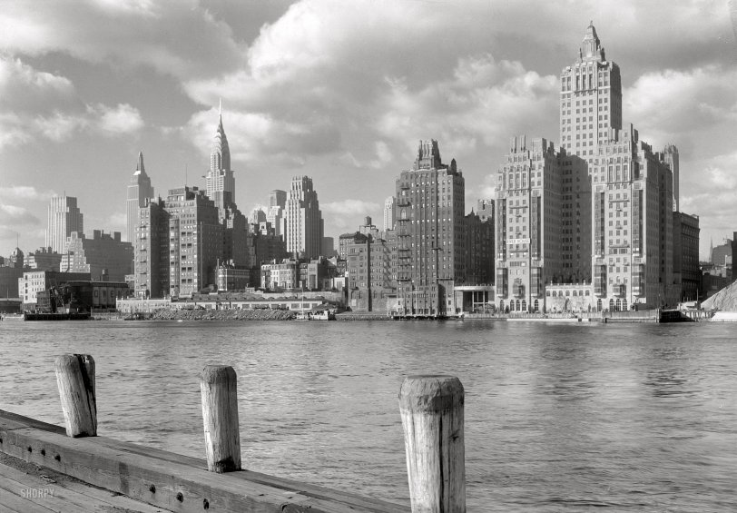 December 15, 1931. "River House, 52nd Street and East River. Shoreline with clouds." 5x7 safety negative by Gottscho-Schleisner. View full size.
